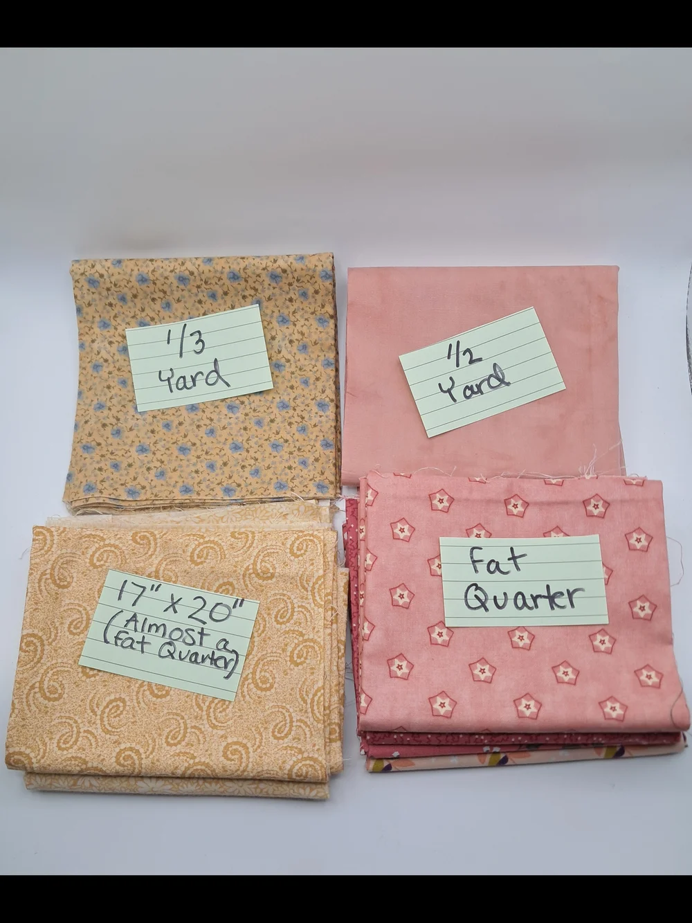 Bundle of Cotton Fabrics Floral & Leaf Prints Pink Yellow Sewing Quilting Crafts